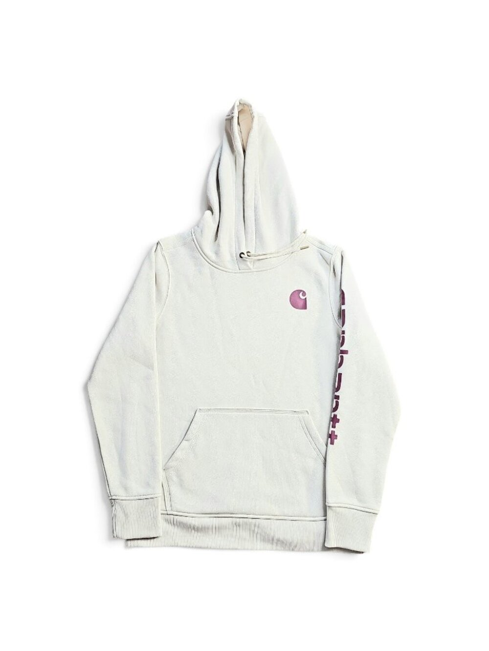 Carhartt Women's Relaxed Fit Logo Sleeve Pullover Hoodie Cream Size S TS0288-W